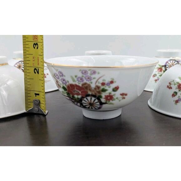 Fine China Rice Bowl - Etsy Vintage Asian Donburi Rice Bowl Set of 6 Floral Cart - National Fine China